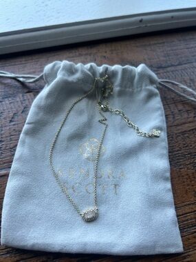 Kendra Scott Gold Necklace with Opalescent White Stone